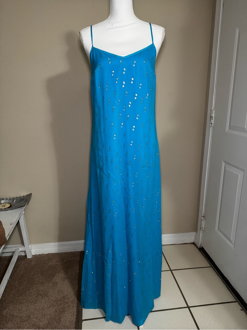 Lilly Pulitzer Turquoise Sequin Slip Maxi Dress